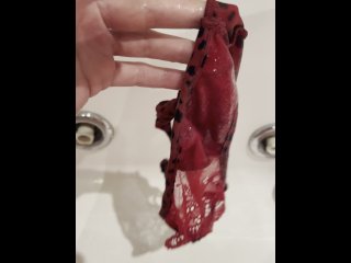 Girl Pissing_on Her_Dirty Panties. Very Wet_and Shameless