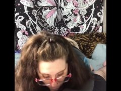Busty chubby white girl loves sucking cock