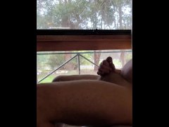 Jerking off in front of window for all the neighbours to see