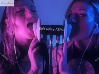 SFW ASMR DOUBLE EARGASM - PASTEL ROSIE - Sensual Binaural Ear Eating - Egirl Amateur Wet EarLicking