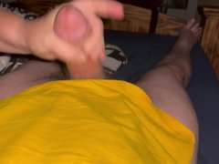 Wife gives me quick handjob before going to bed