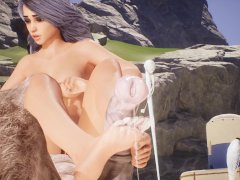 Girl Jessie jerks off with tender legs a huge furry cock of a centaur monster