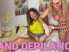 Busty Dominican Came To The Russian Mistress SugarNadya For Depilation Of Hands