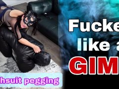 Femdom Bitchsuit Pegging Leather Bondage Huge Strap On Dildo BDSM Amateur Real Couple Milf Stepmom