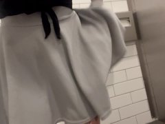 peeing and playing with myself in public bathroom