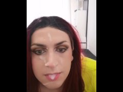 Transgirl big load self-facial