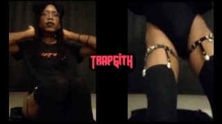 black goth trap pumps her girlcock + shoots heavy loads ~ can you take it?