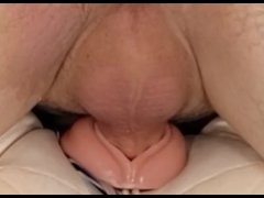 Cum draining from balls into pussy