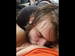 Long haired stud sucks and licks my pussy