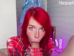 Sexy Mary Jane Suck big Cock in a Spiderman costume