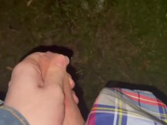 Horny boy pissing in the forest