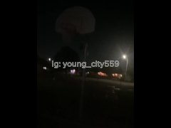 Sloppy blowjob at the basketball court