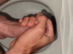 nightly cum shot into toilet while girlfriend is next door
