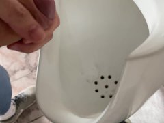 Quick jerk off and cum in public office toilet 4k