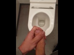 *SLOW MOTION* Horny Straight Hung Shooting His Big Load At The Airport Public Toilet