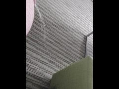 Piss on hotel room off bed onto carpet and couch