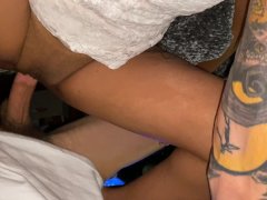 Rough sex scene finishing it off with cum on her ass