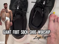 Giant foot sock shoe worship - Lego figure