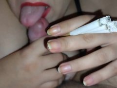 Smoking three cigarettes and sucking dick