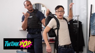 Trent King A TWINKPOP Security Guard Replaces Dane Jaxson's Butt Plug Toy With His Big Cock