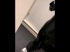 [LATEX] RUB-001 Fingering the F-hole fun in a black catsuit - Trailer 1