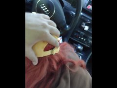 Sucking Uber driver cock in his car