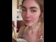TikTok Teen finds a dick in her food and SUCKS IT