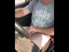 Wanking in car - playing with my hard cock in car