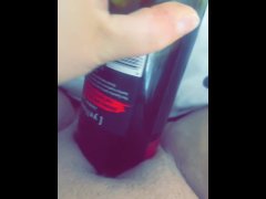 Teen 18+ fucks pussy with a bottle
