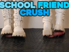 School Friend Crushing and Marching in Painful White Snow Boots - Bootjob
