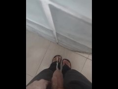 Pissing right on my feet and toes and pants
